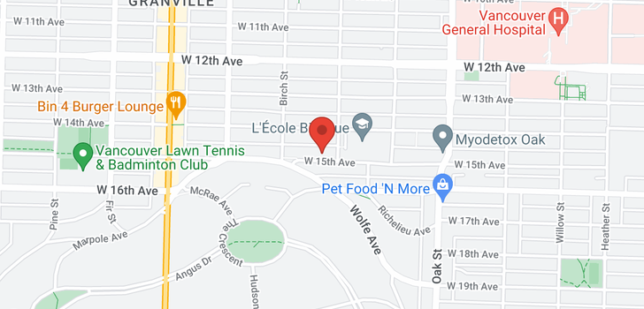 map of 207 1235 W 15TH AVENUE